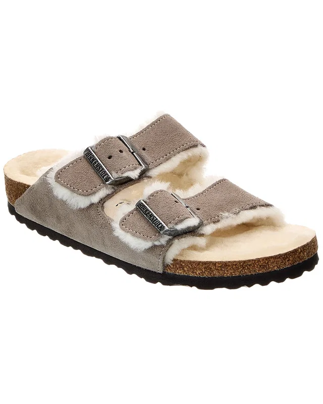 Birkenstock Arizona Narrow Suede & Shearling Sandal, image 1 of 1 from Rue La La