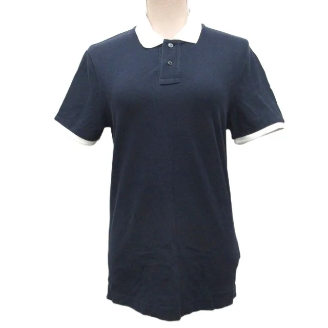 Moncler Polo Shirt Short Sleeve Collar Logo S Navy White in White from The Reluxe