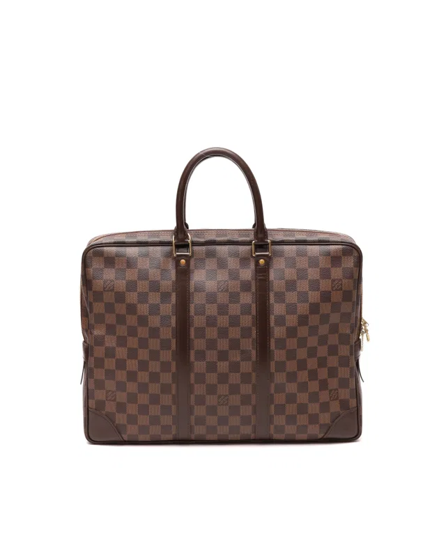 Louis Vuitton Damier Ebene Porte Documents Voyages Bag in Brown Canvas from A Retro Tale
