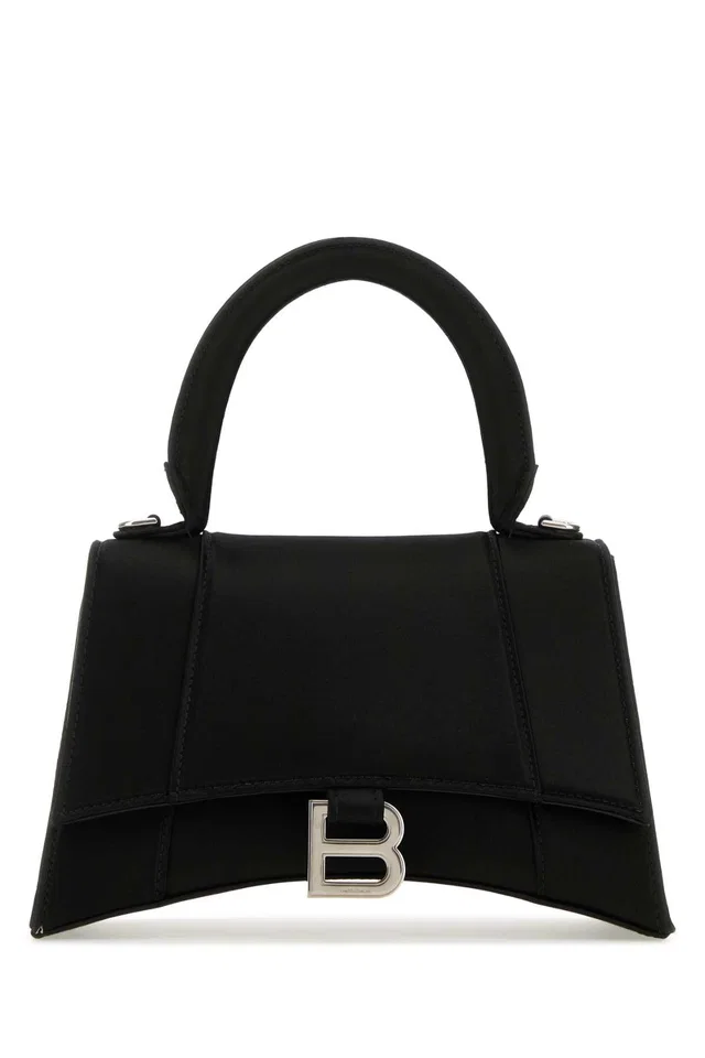 Balenciaga Hourglass Top Handle Bag — Black in Black Satin from HEWI