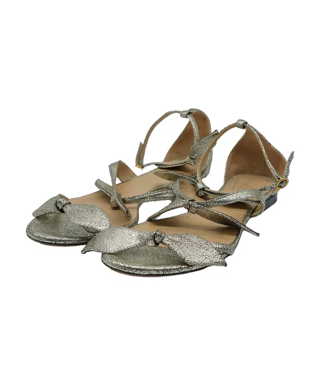 Chloé Flat Sandals Metallic Gold 36 in Gold from Luxury Promise