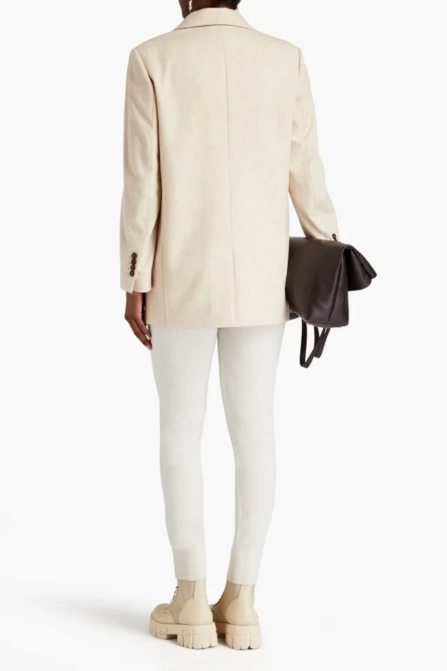 Brunello Cucinelli Bead-Embellished Virgin Wool Blazer in Beige, photo 3 of 4 from THE OUTNET