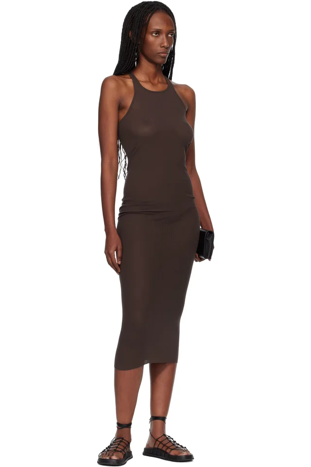 Rick Owens Brown Temple Tank Midi Dress, photo 4 of 4 from SSENSE