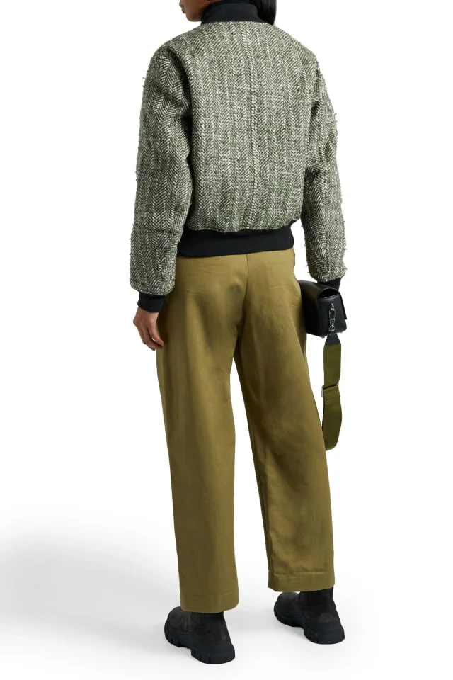 Rag & Bone Manston Metallic Herringbone Wool-Blend Tweed Bomber Jacket in Green, photo 3 of 4 from THE OUTNET