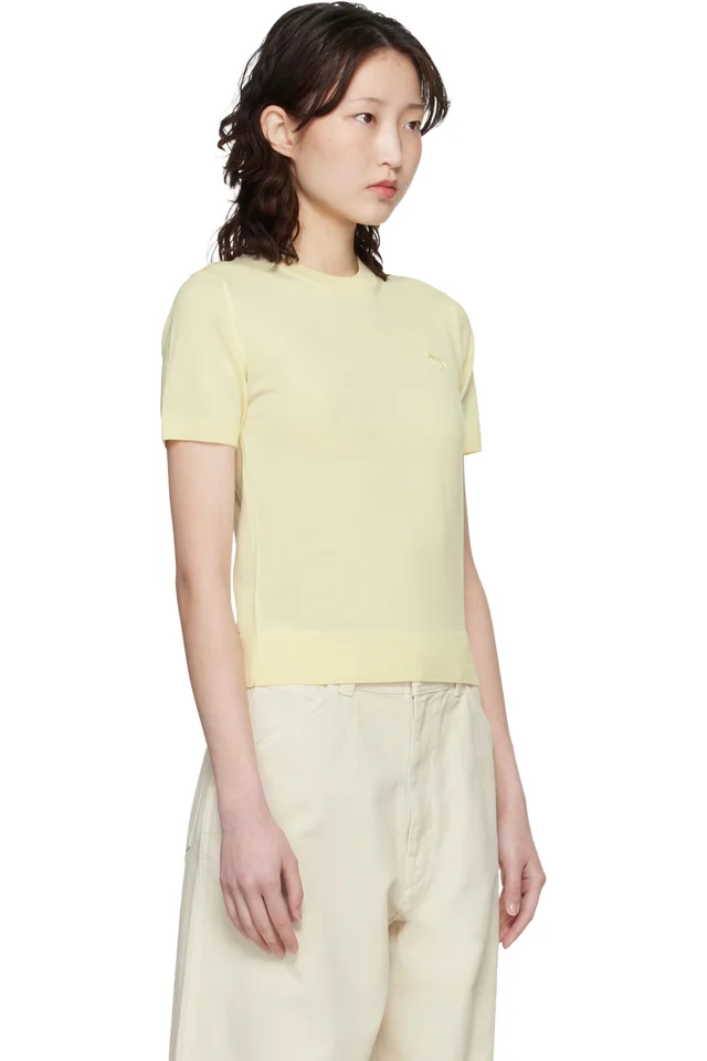 Maison Kitsuné Yellow Baby Fox Fine Merino Sweater, photo 2 of 4 from SSENSE