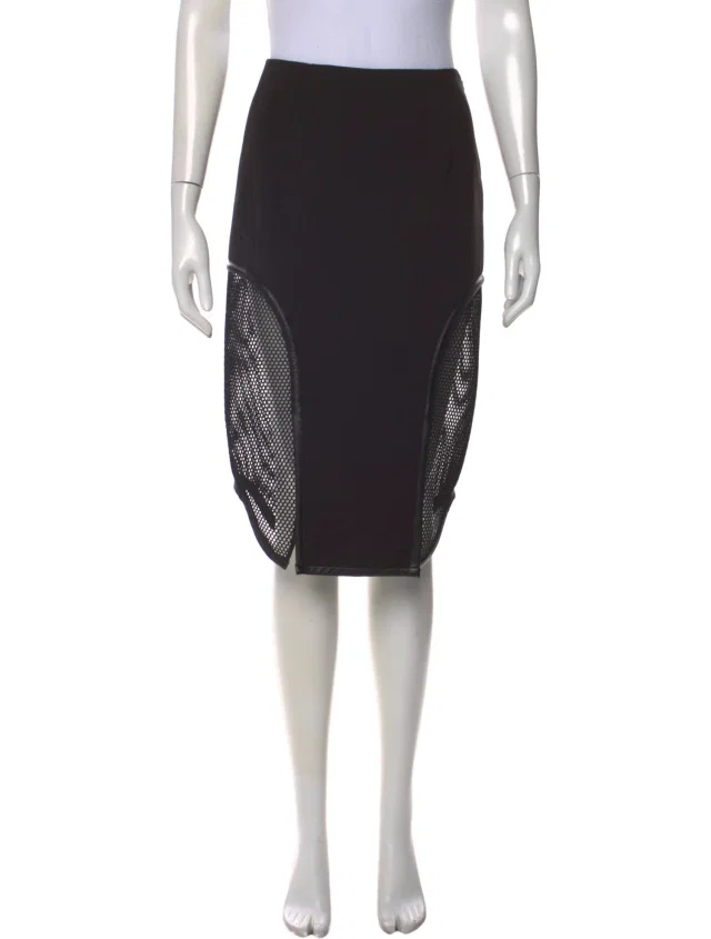 SIMKHAI Mesh Accents Midi Length Skirt in black from The RealReal