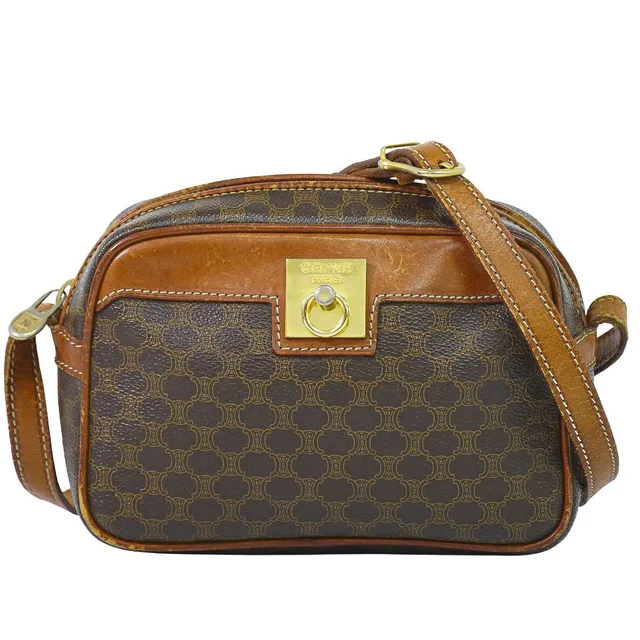 Celine Macadam Shoulder Bag Pochette Brown Second in Brown from The Reluxe