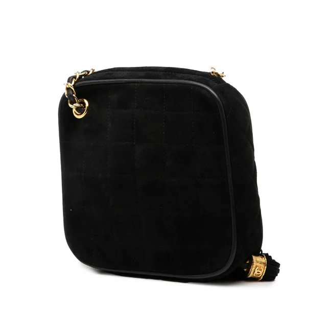 Black Chanel CC Quilted Suede Diamon Tassel Bag in Black Suede from Designer Revival, photo 2 of 2