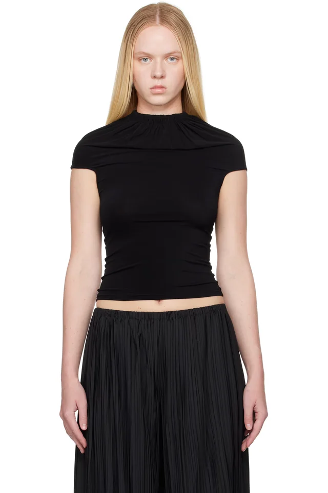 Black Gathered Neck Tank Top, image 1 of 1 from SSENSE