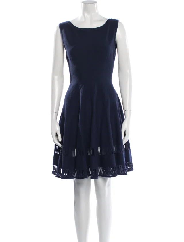 Alaïa Virgin Wool Mini Dress in blue Wool from The RealReal
