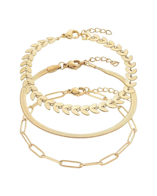 ADORNIA Tarnish Resistant 18K Plated Set of Three Adjustable Chain Bracelets, image 1 of 1 from Rue La La