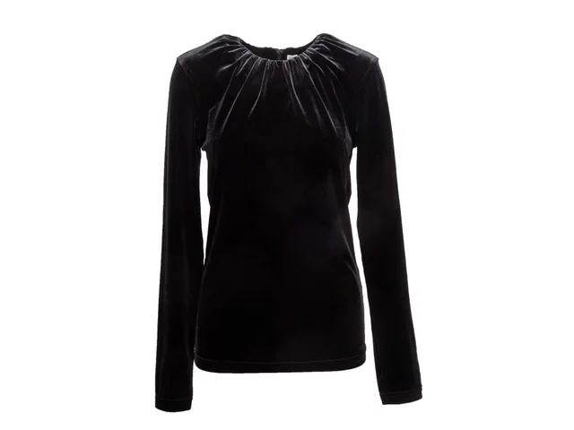 Black Toteme Velvet Long Sleeve Top Size US M in Black Velvet from Designer Revival