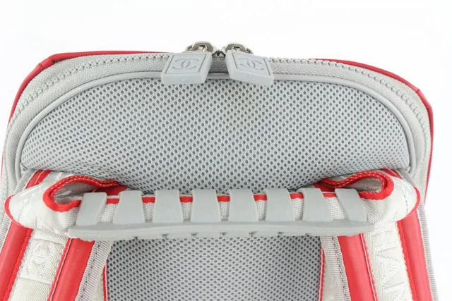 Chanel Red Sports Logo CC Backpack in Red Canvas from Bagriculture
