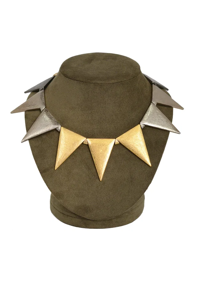 Saint Laurent TRI-TONE METAL SPIKE NECKLACE 1980s from Resurrection Vintage