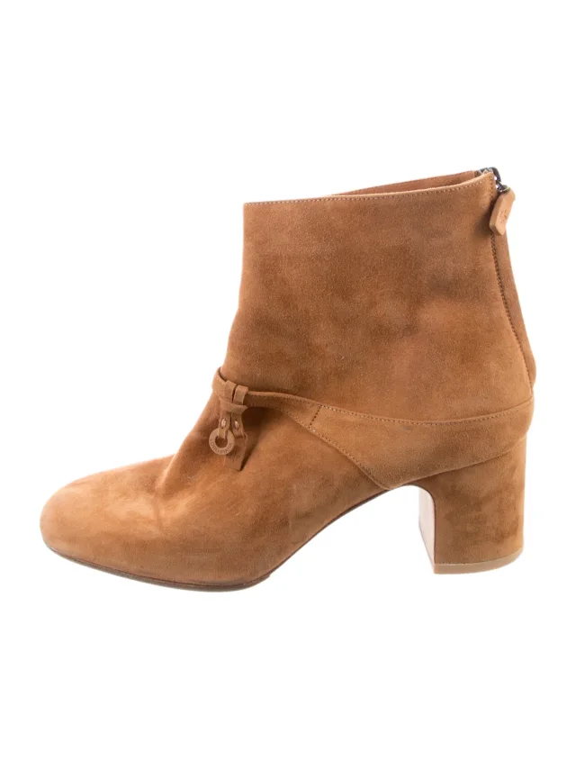 Loro Piana Maxi Charms Suede Boots in red|brown Suede from The RealReal