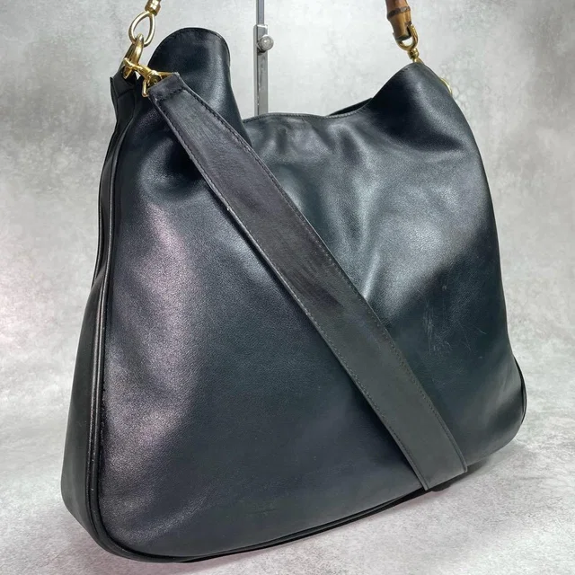 Gucci Shoulder Bag 2-Way Bamboo Black Leather in Black Leather from The Reluxe