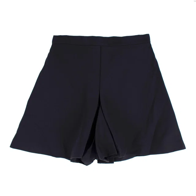 Dior Navy High Waisted Shorts with Pleated Detail in Navy Silk from HEWI