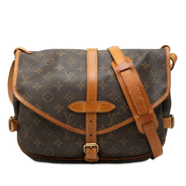 Brown Louis Vuitton Monogram Saumur 25 Crossbody Bag in Brown Coated canvas from Designer Revival