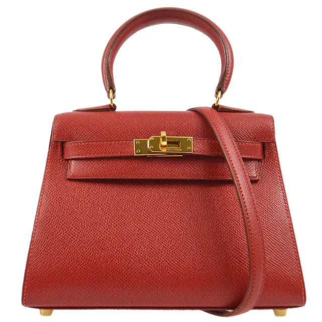 Hermès 1995 Rouge Vif Courchevel Mini Kelly 20 in Red Leather from AMORE Vintage Tokyo