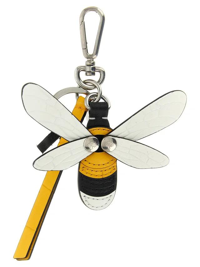 Mulberry Bee-Shaped Leather Key Case — Yellow Fine Calf Keychains in Yellow Leather from HEWI