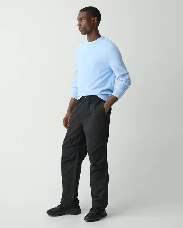 Theory Wide-Leg Drawstring Pant in Cotton-Blend, photo 3 of 5 from Theory