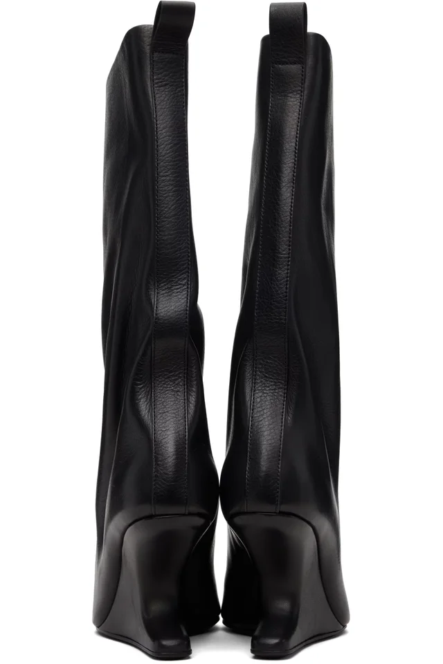 Rick Owens Black Temple Cantilever 8 Sharp Flared Boots, photo 2 of 4 from SSENSE