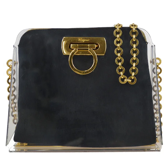 Ferragamo Gancini Chain Shoulder Bag Clear Plastic in Canvas from AMORE Vintage Tokyo