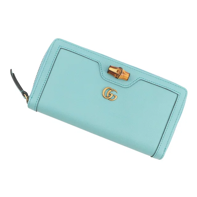 Gucci Bamboo Diana Zip Around Long Wallet Turquoise658634 Leather in Leather from GALLERY RARE
