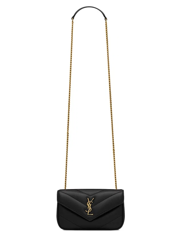 Saint Laurent Loulou Shoulder Bag — Black Lamb Leather in Black Lambskin from HEWI