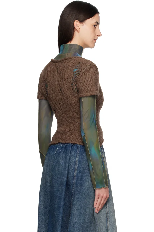 Andersson Bell Brown & Green Cap Sleeve Sweater Layered T-shirt, photo 3 of 4 from SSENSE