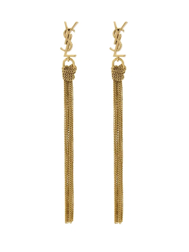 Saint Laurent Logo Earrings — Gold Brass in Gold from HEWI