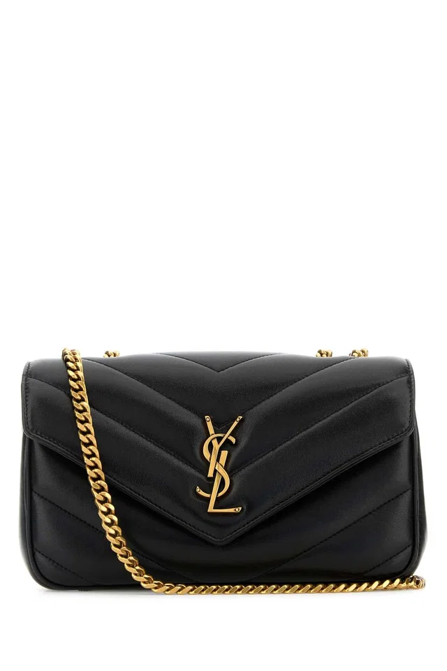 Saint Laurent Loulou Shoulder Bag — Black in Black Lambskin from HEWI