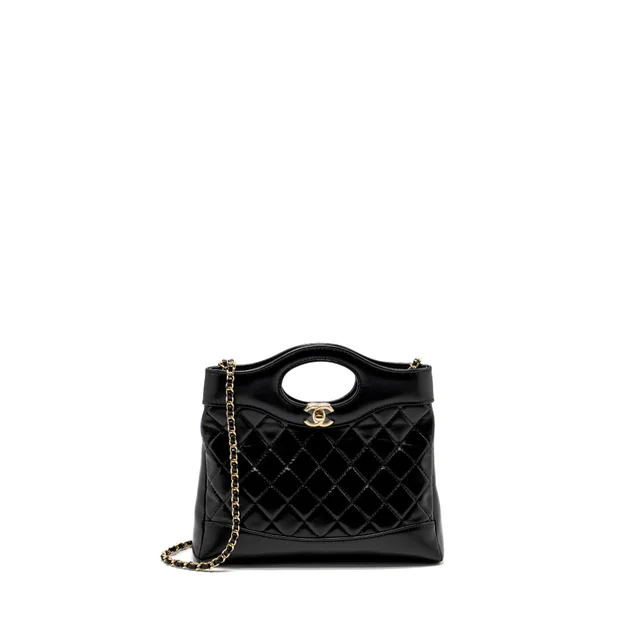 Chanel Mini 31 Bag Shiny Lambskin Black LGHW (Microchip) in Black Lambskin from EMIER