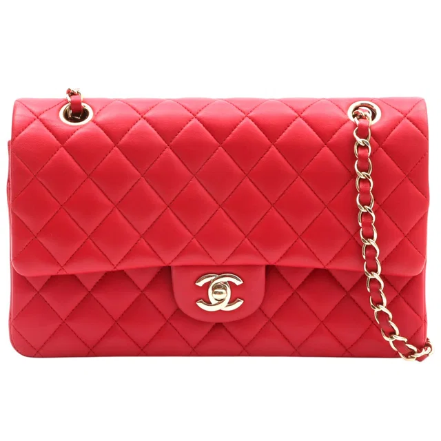 Chanel Classic Flap Chain Bag 25cm, made around 2015, pink in Pink Lambskin from VINTAGE QOO TOKYO