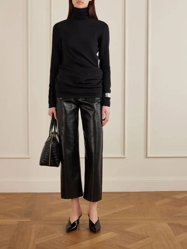 TOTEME Gathered cady turtleneck blouse in Black, photo 2 of 2 from NET-A-PORTER (Canada)