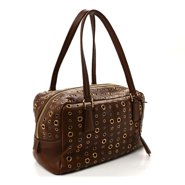 Prada Vitello Daino Grommet Satchel Bruciato in Calfskin from FASHIONPHILE, photo 3 of 11