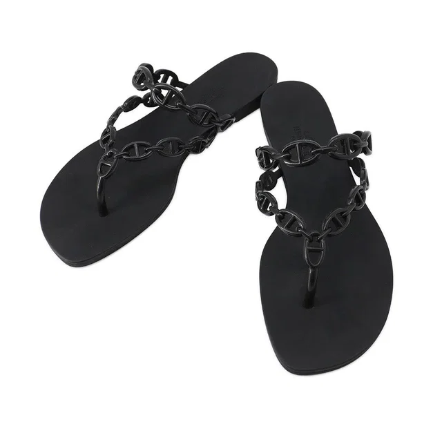 Hermès Island Sandals Black Rubber Size 38 in Black from GALLERY RARE