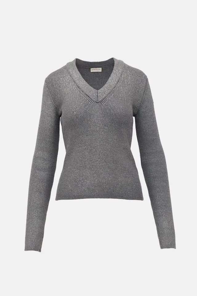 Moncler Coated Wool Ribbed Knit Sweater in Wool from VSP Consignment