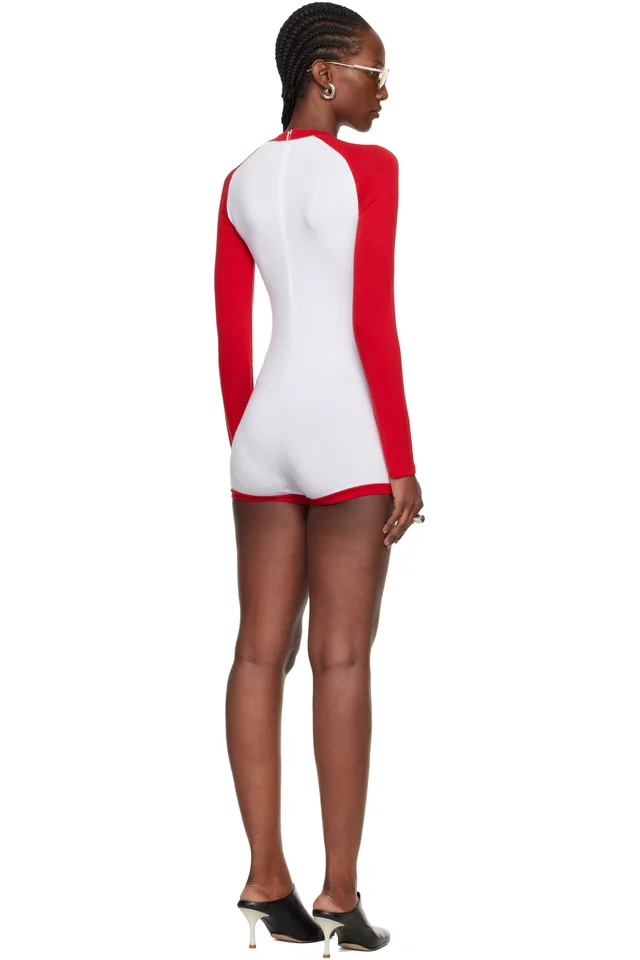 Jean Paul Gaultier White & Red 'The Bicolor Junior Gaultier' Romper, photo 3 of 4 from SSENSE