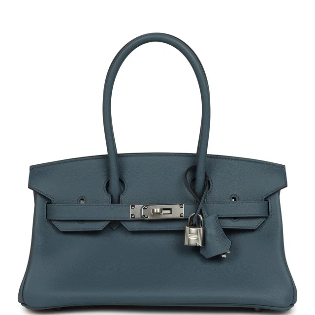 Hermès Shoulder Birkin Light 29 Bleu Tempete Evercolor Palladium Hardware in Blue Goatskin from Madison Avenue Couture