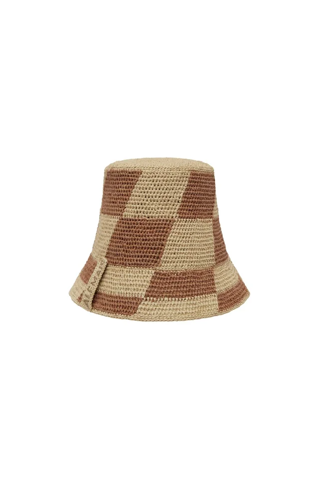 2504 - RESORT 26 MICHELLE RAFFIA CHECKED BUCKET HAT from Alemais, photo 1 of 1