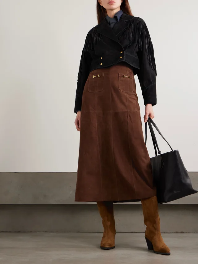RIXO Darragh fringed double-breasted suede jacket in Black, photo 2 of 2 from NET-A-PORTER (Canada)