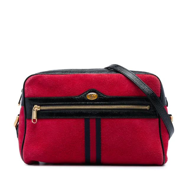 Red Gucci Suede Web Ophidia Crossbody in Red Suede from Designer Revival