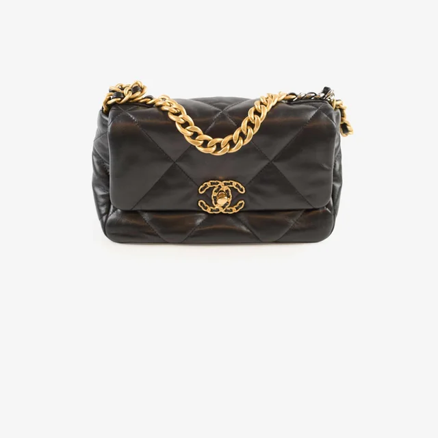 Chanel 19 Black Small in Black Goatskin from The Purse Affair