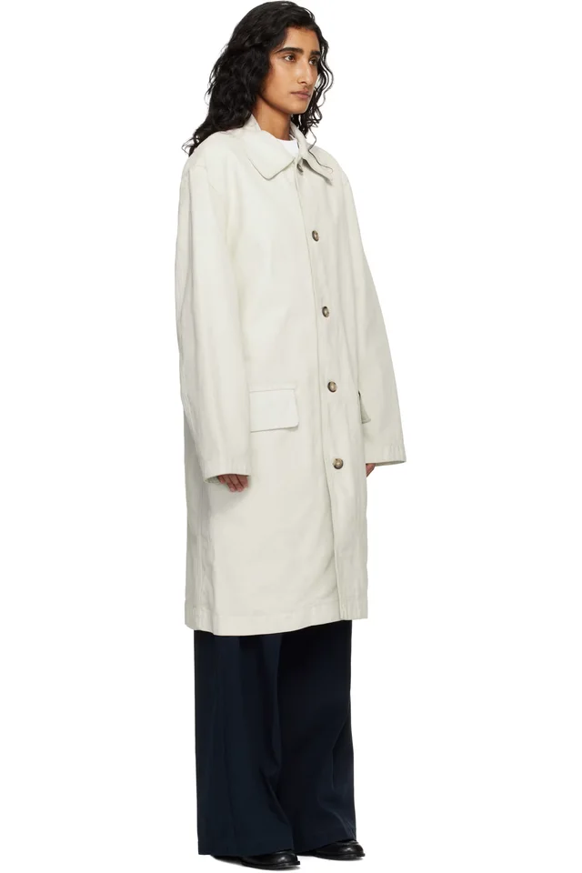 A.P.C. Off-White Coated Canvas Coat, photo 2 of 4 from SSENSE