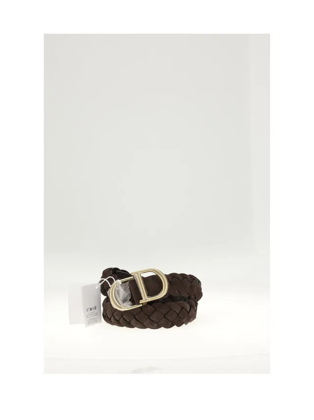 Dior Intrecciato Leather With Cd Logo Belt — Brown in Brown Woven leather from HEWI