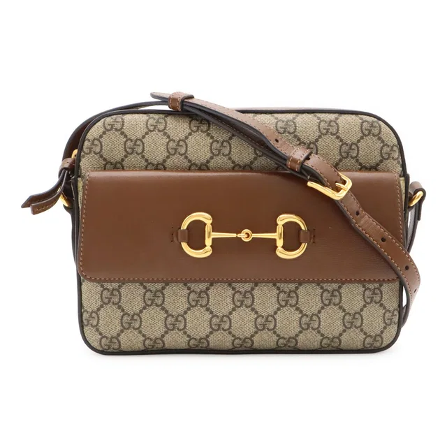Gucci Horsebit 1955 Small Shoulder Bag GG Supreme Pochette Crossbody Leather Beige in Beige Leather from The Reluxe