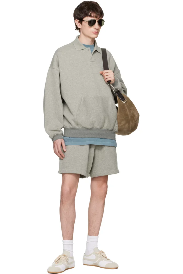 Fear of God ESSENTIALS Gray Signature 90s Polo Sweatshirt, photo 4 of 4 from SSENSE