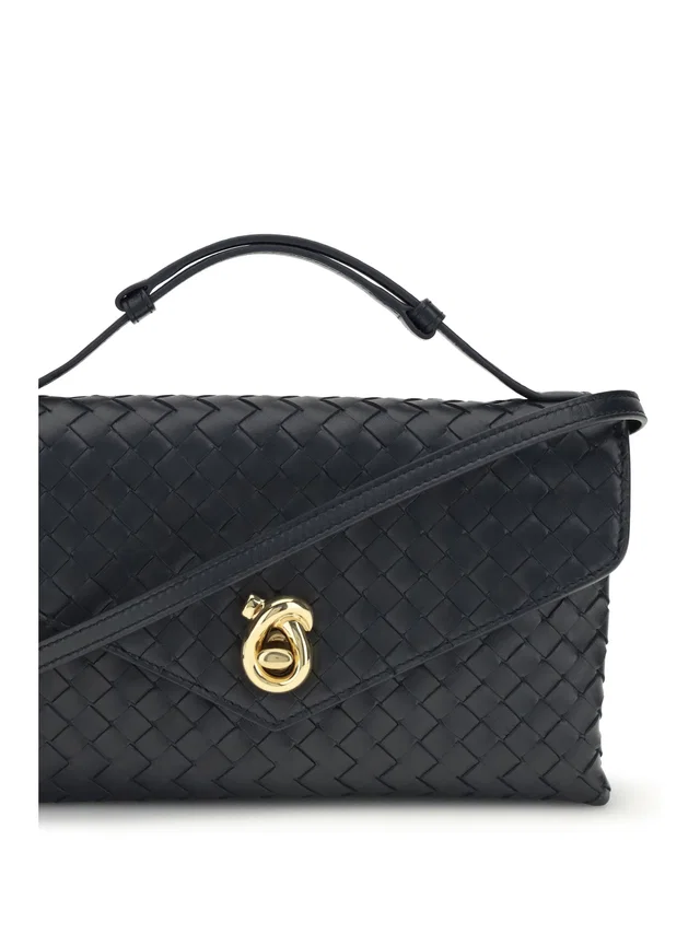 Bottega Veneta Knot Lock Shoulder Bag — Black Lambskin in Black Lambskin from HEWI