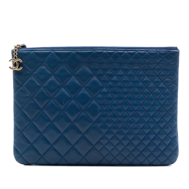 Blue Chanel Medium Bi Quilted Lambskin O Case Clutch in Blue Lambskin from Designer Revival, photo 1 of 1